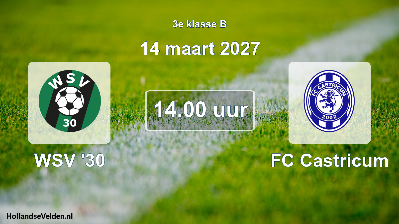 Geplande wedstrijd: WSV '30 - FC Castricum (14 maart 2027)
