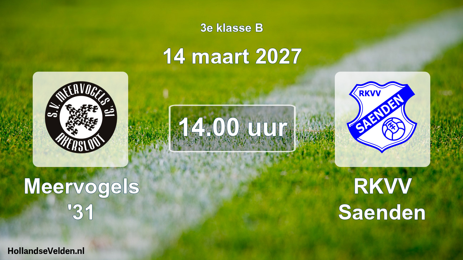 Geplande wedstrijd: Meervogels '31 - RKVV Saenden (14 maart 2027)