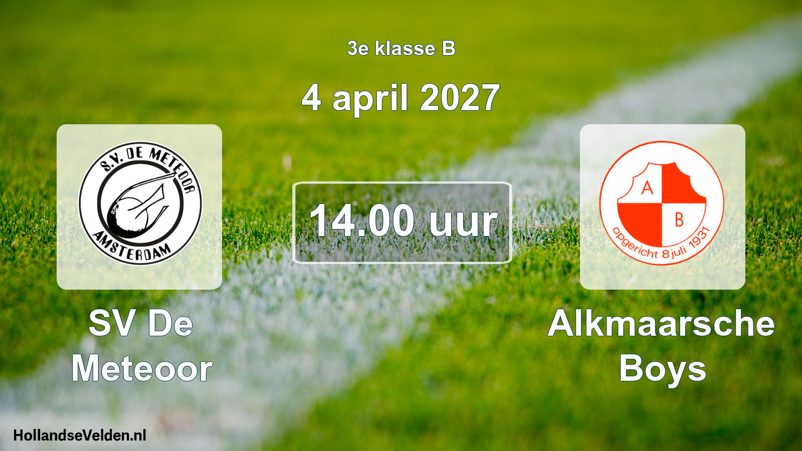 Geplande wedstrijd: SV De Meteoor - Alkmaarsche Boys (4 april 2027)
