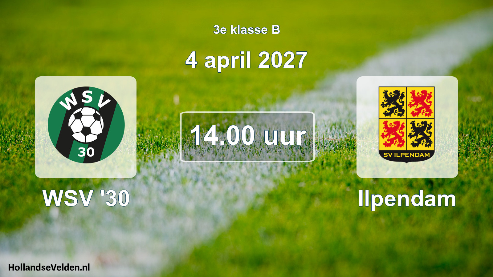 Geplande wedstrijd: WSV '30 - Ilpendam (4 april 2027)