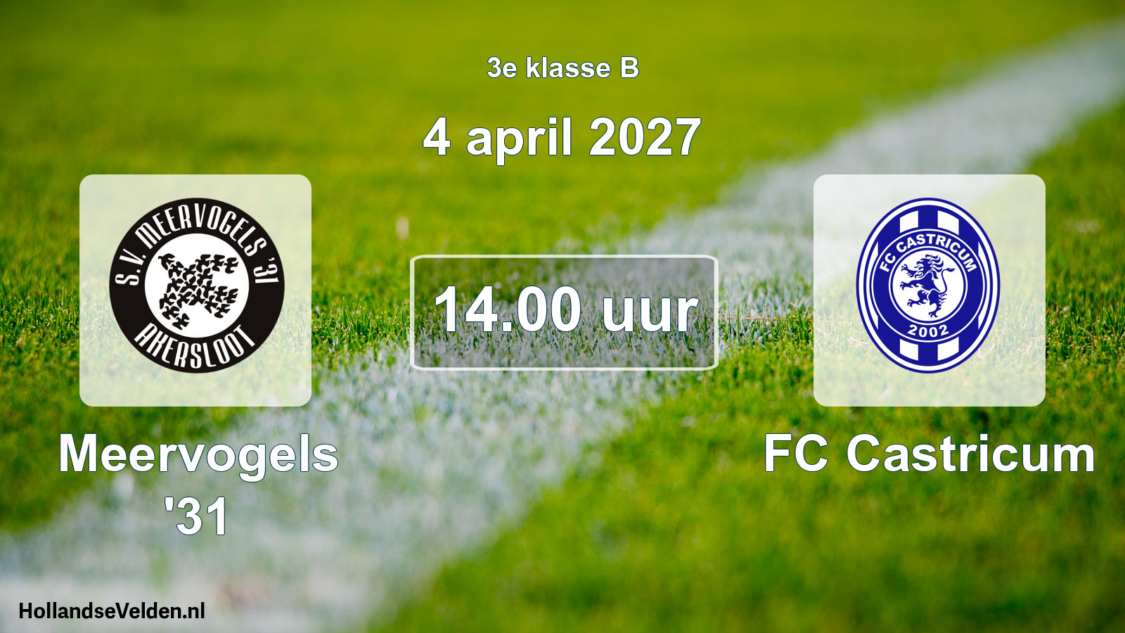Geplande wedstrijd: Meervogels '31 - FC Castricum (4 april 2027)