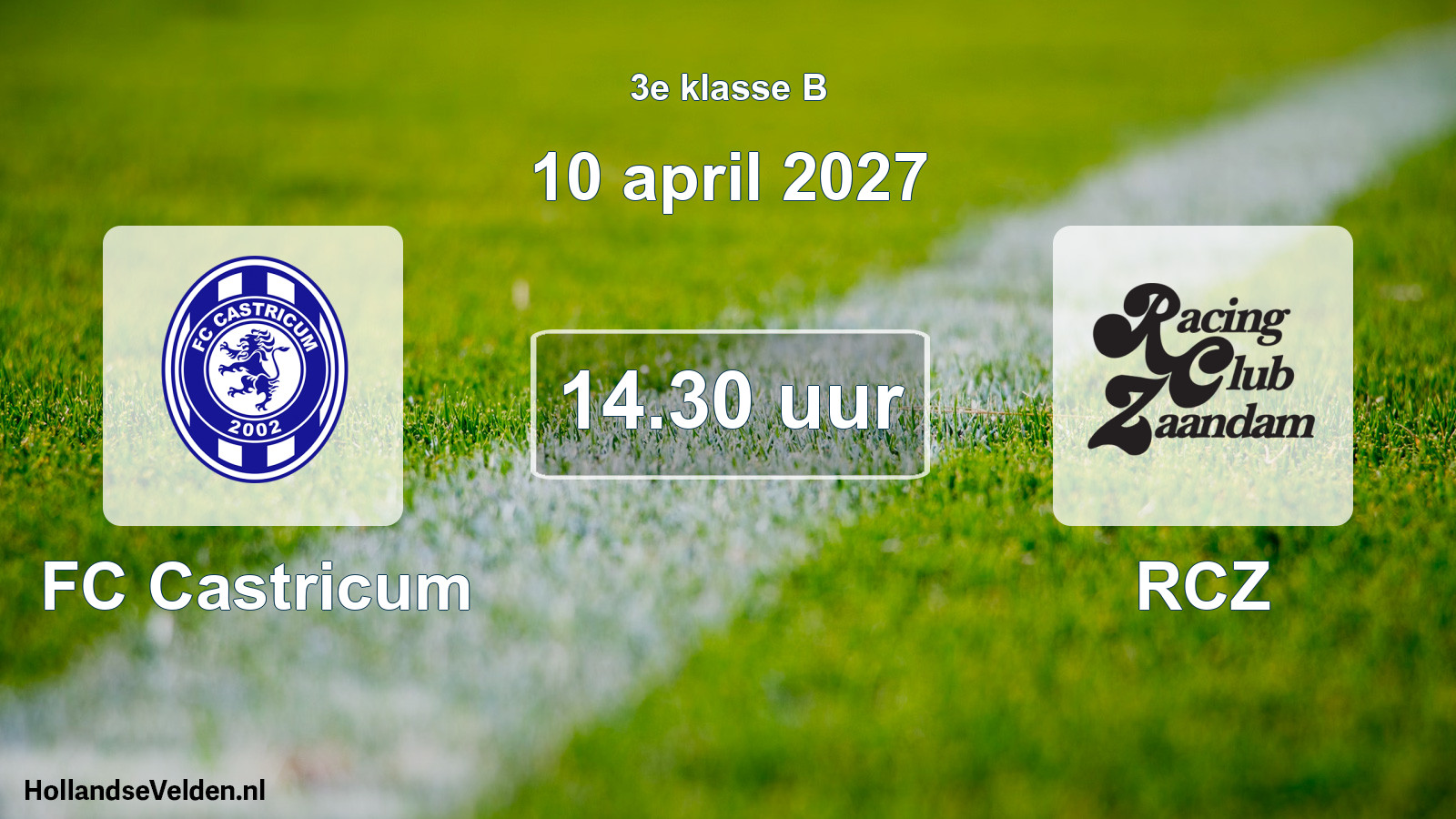 Geplande wedstrijd: FC Castricum - RCZ (10 april 2027)