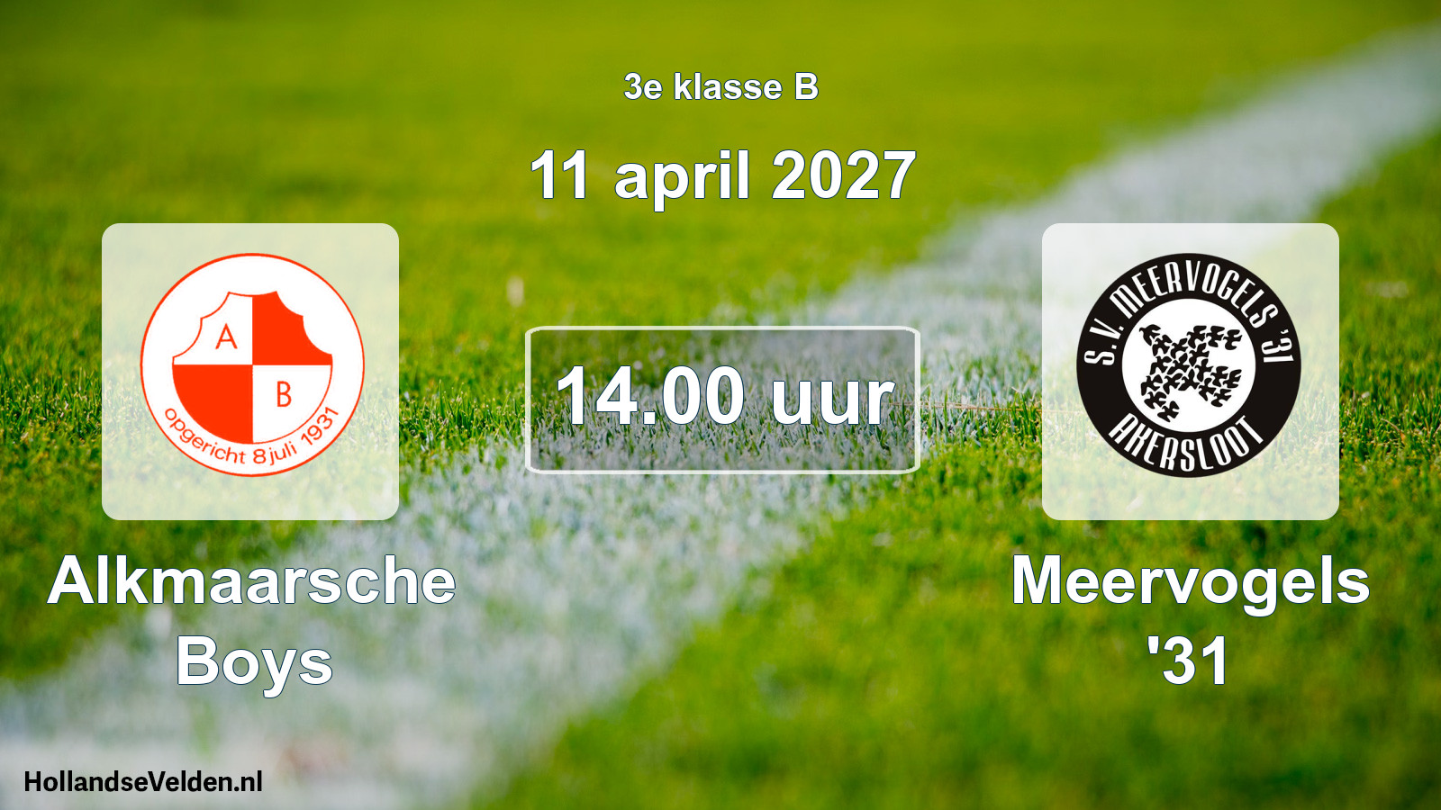 Geplande wedstrijd: Alkmaarsche Boys - Meervogels '31 (11 april 2027)