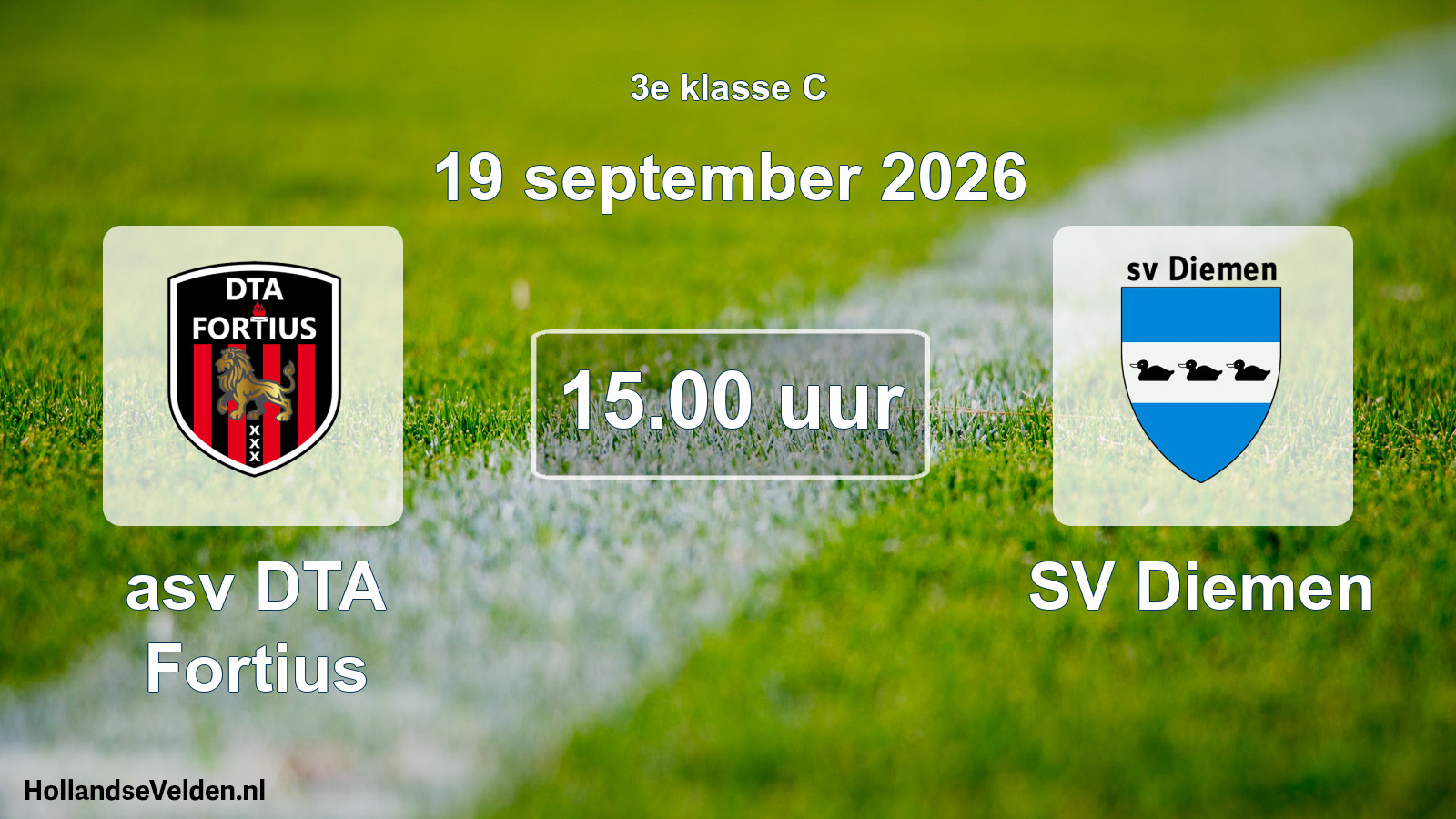 Scheduled Match: asv DTA Fortius - SV Diemen (19 September 2026)