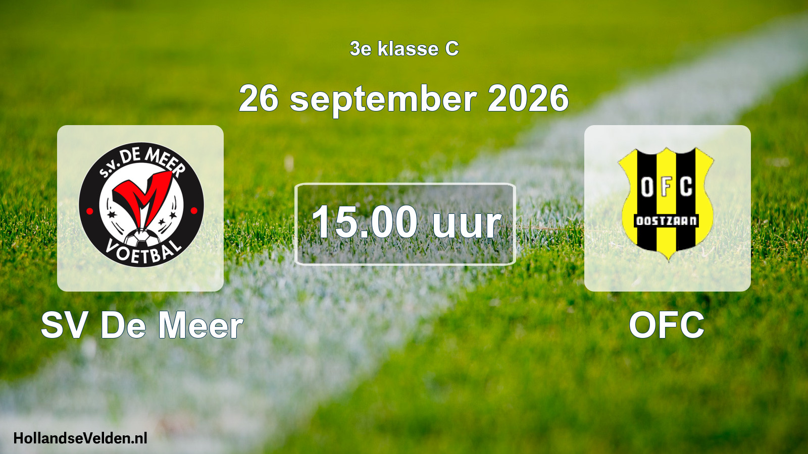 Geplande wedstrijd: SV De Meer - OFC (26 september 2026)