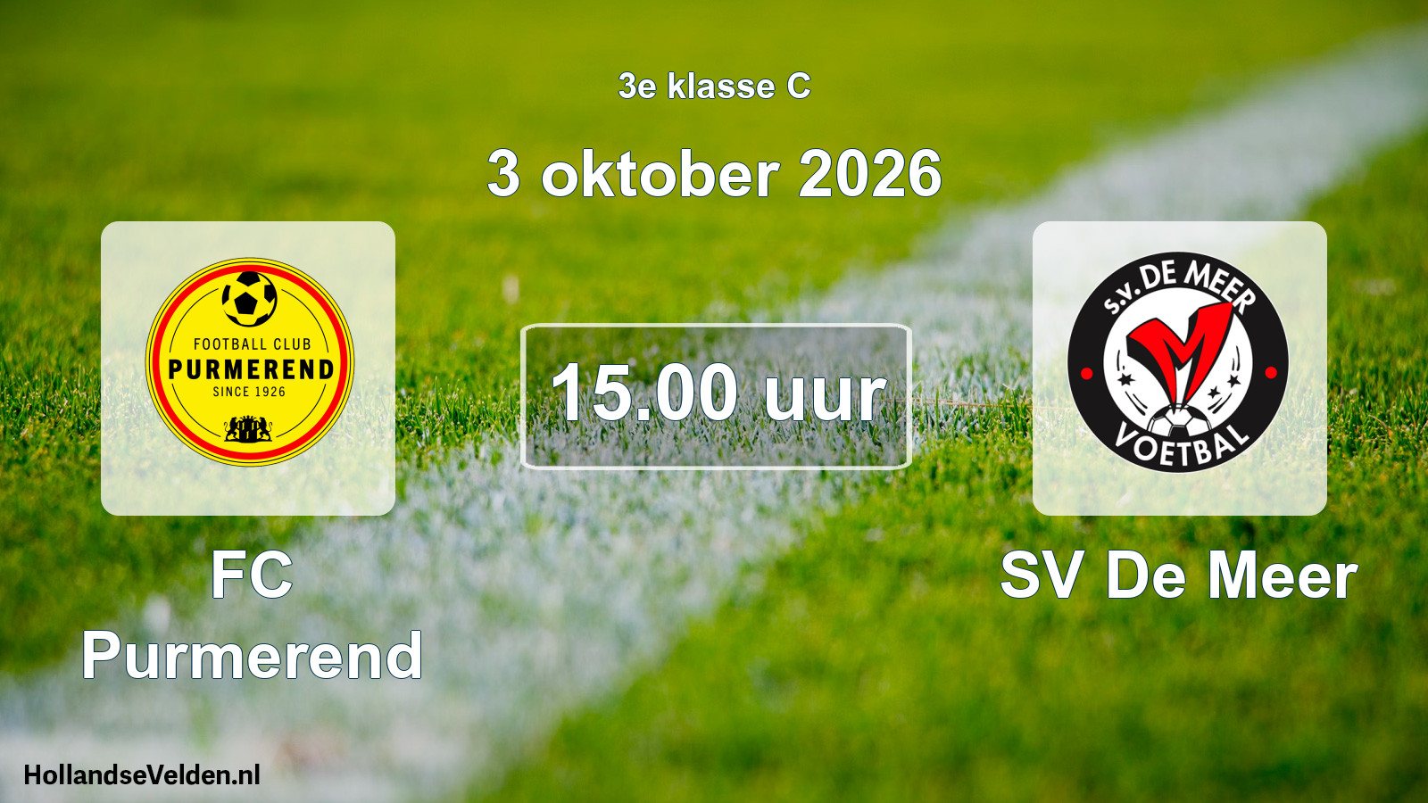 Scheduled Match: FC Purmerend - SV De Meer (3 October 2026)