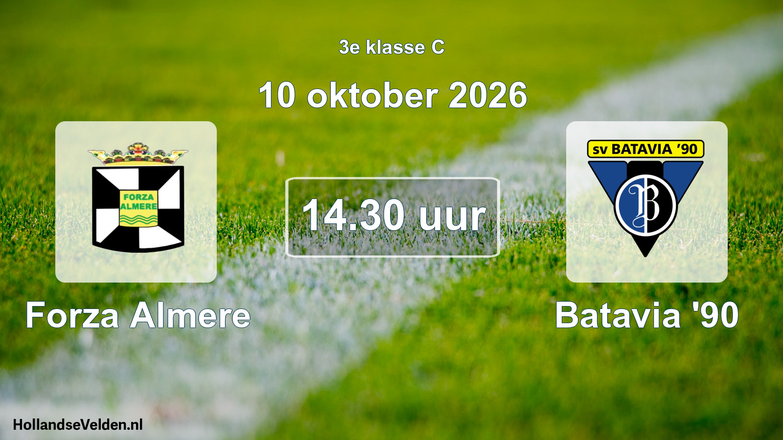 Geplande wedstrijd: Forza Almere - Batavia '90 (10 oktober 2026)