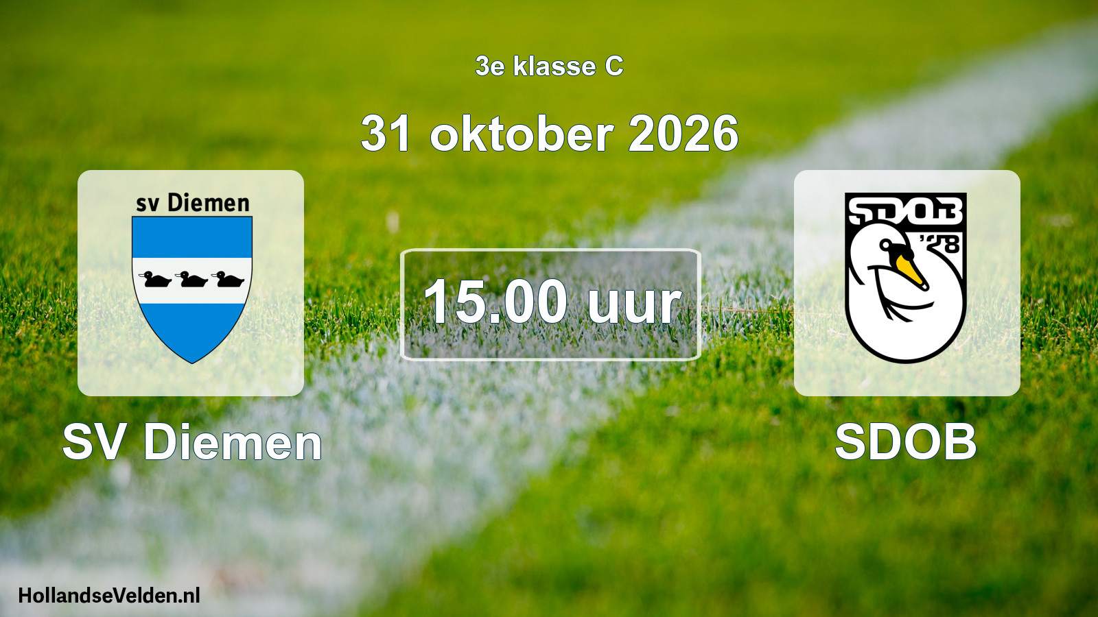 Geplande wedstrijd: SV Diemen - SDOB (31 oktober 2026)