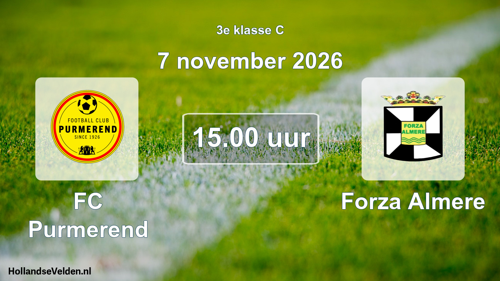Geplande wedstrijd: FC Purmerend - Forza Almere (7 november 2026)