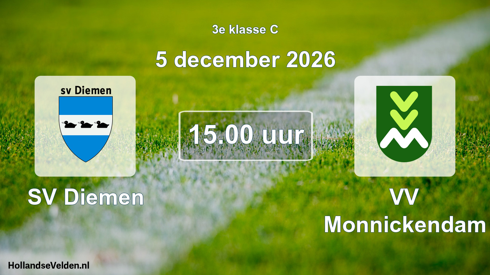 Geplande wedstrijd: SV Diemen - VV Monnickendam (5 december 2026)