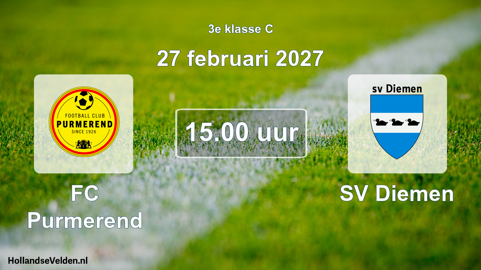 Geplande wedstrijd: FC Purmerend - SV Diemen (27 februari 2027)