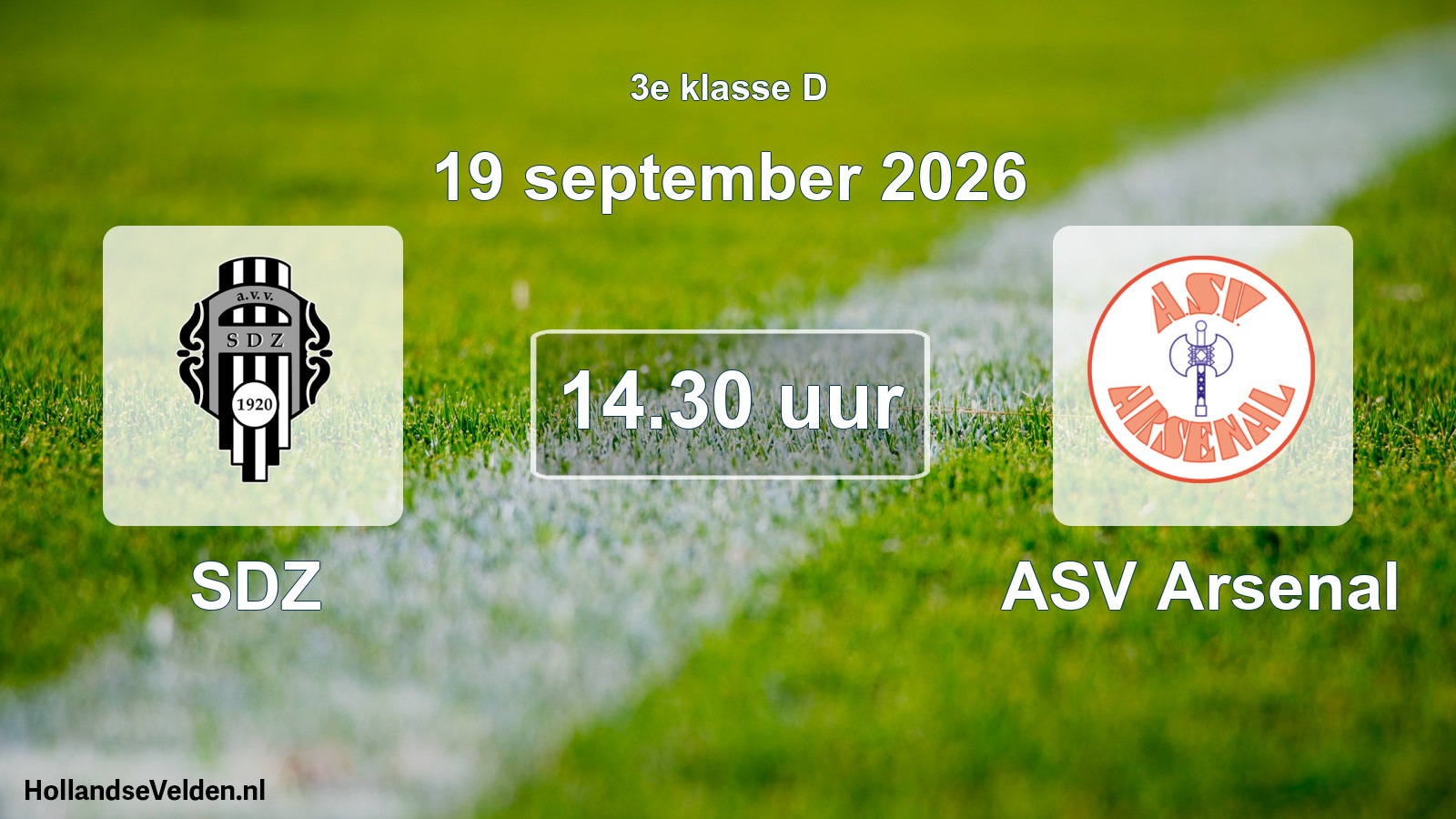 Geplande wedstrijd: SDZ - ASV Arsenal (19 september 2026)