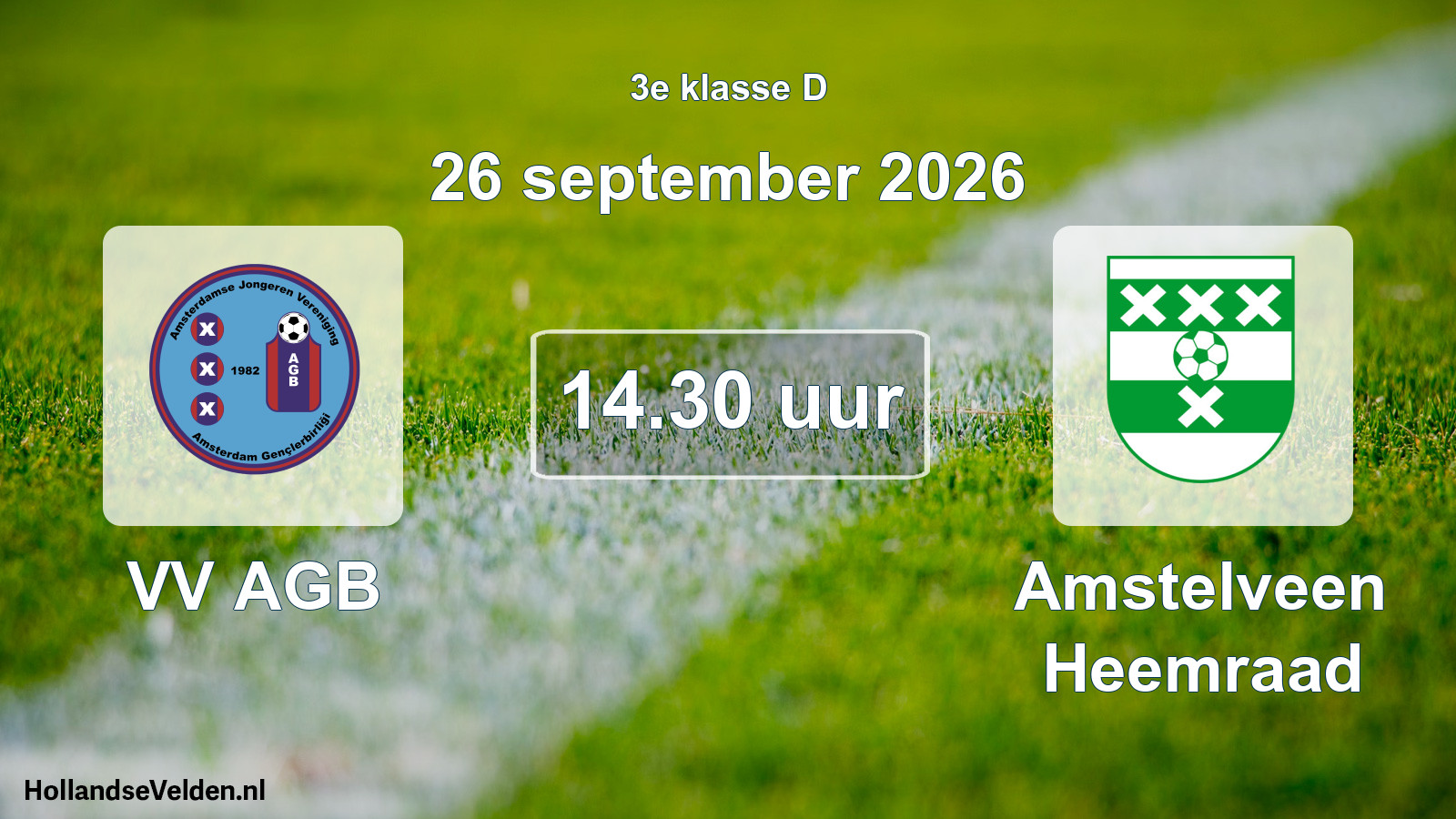 Geplande wedstrijd: VV AGB - Amstelveen Heemraad (26 september 2026)