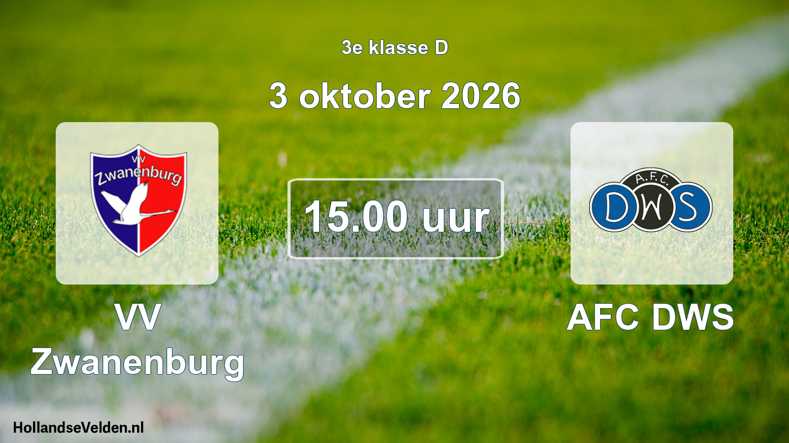 Geplande wedstrijd: VV Zwanenburg - AFC DWS (3 oktober 2026)