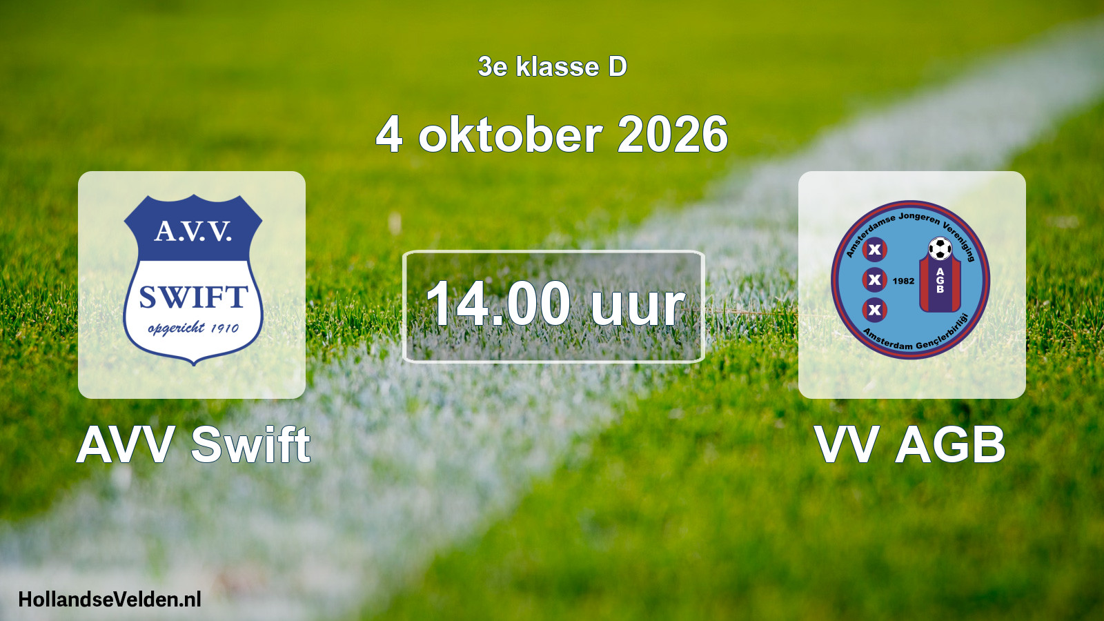 Scheduled Match: AVV Swift - VV AGB (4 October 2026)