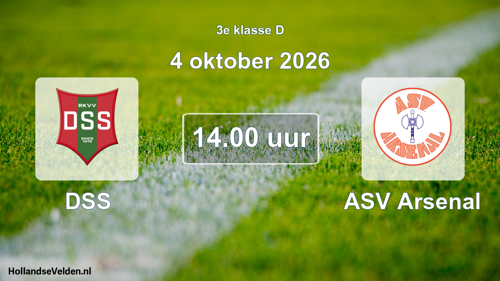 Geplande wedstrijd: DSS - ASV Arsenal (4 oktober 2026)