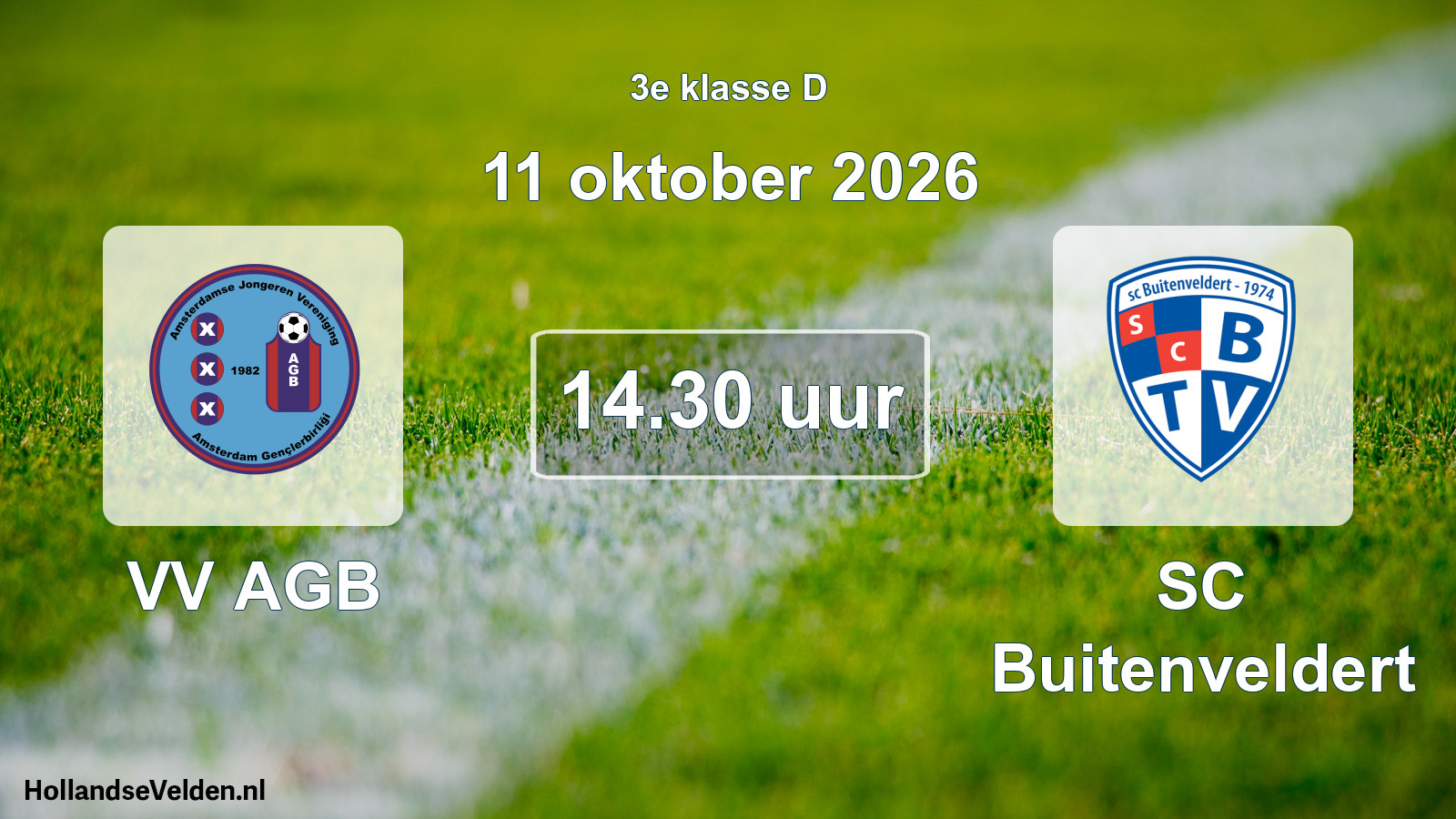 Geplande wedstrijd: VV AGB - SC Buitenveldert (11 oktober 2026)