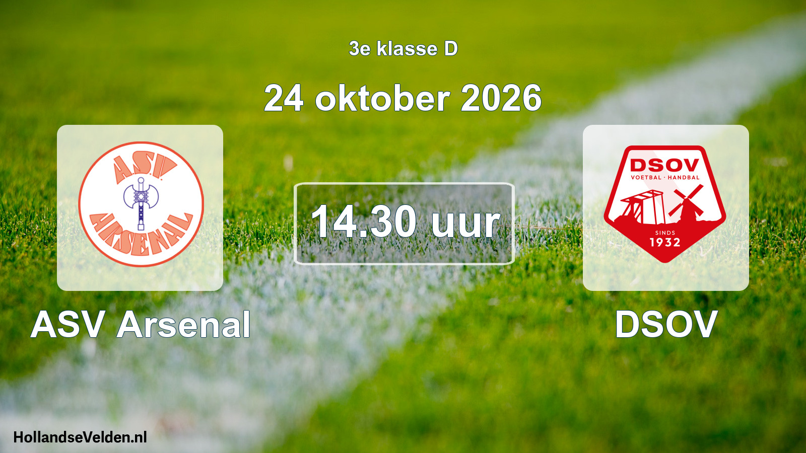 Geplande wedstrijd: ASV Arsenal - DSOV (24 oktober 2026)