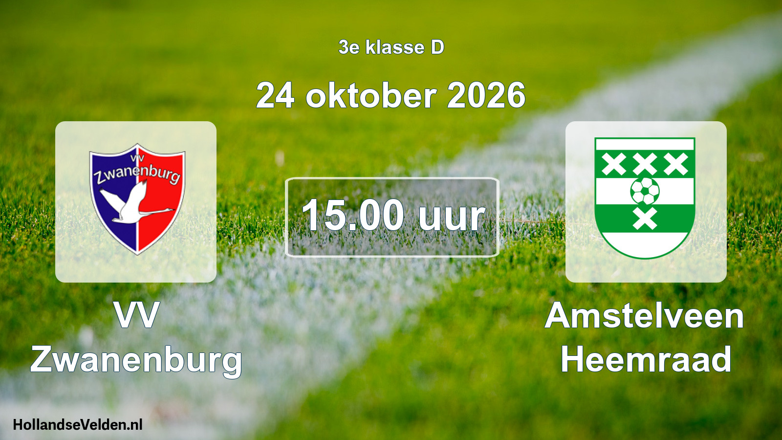 Geplande wedstrijd: VV Zwanenburg - Amstelveen Heemraad (24 oktober 2026)