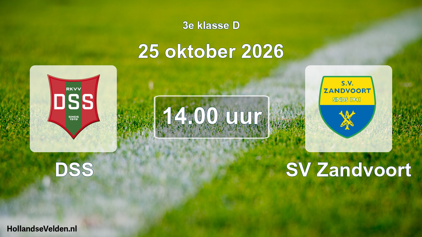 Geplande wedstrijd: DSS - SV Zandvoort (25 oktober 2026)