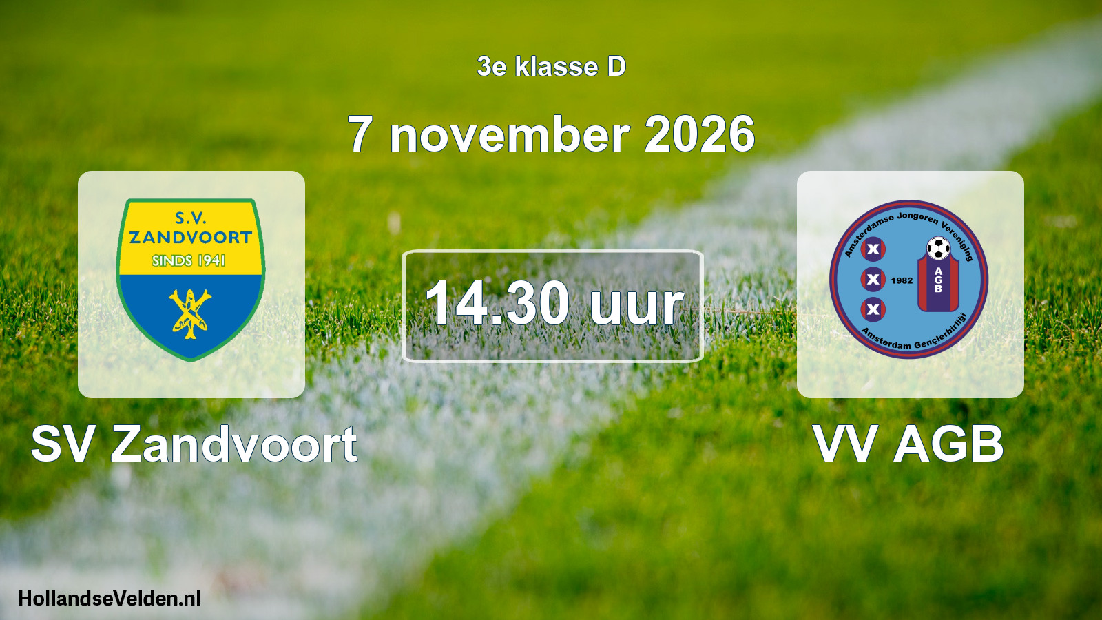 Geplande wedstrijd: SV Zandvoort - VV AGB (7 november 2026)