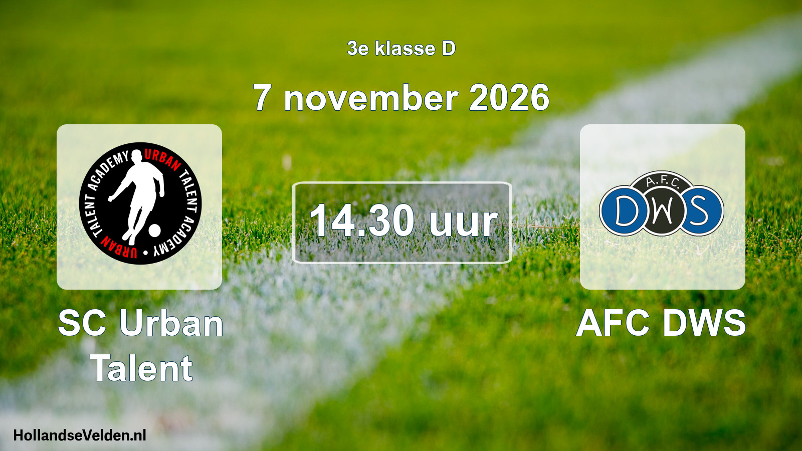 Geplande wedstrijd: SC Urban Talent - AFC DWS (7 november 2026)