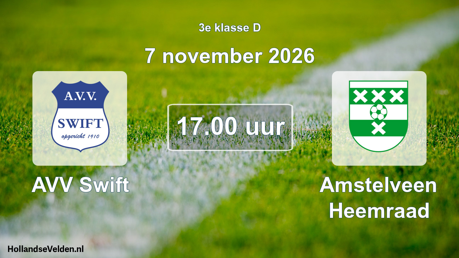 Geplande wedstrijd: AVV Swift - Amstelveen Heemraad (7 november 2026)