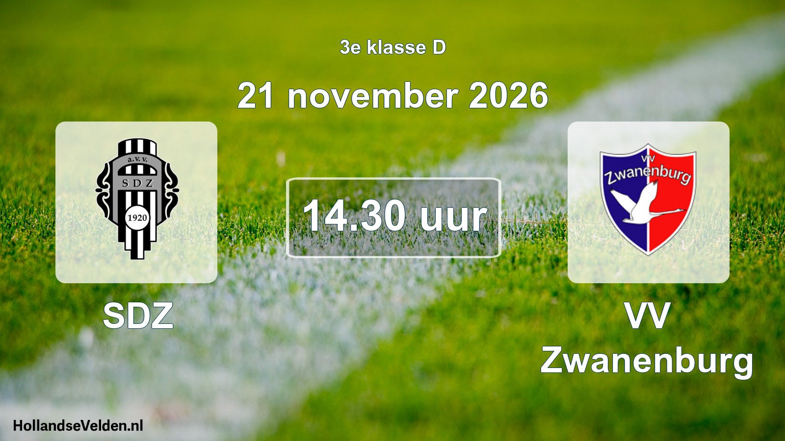 Geplande wedstrijd: SDZ - VV Zwanenburg (21 november 2026)