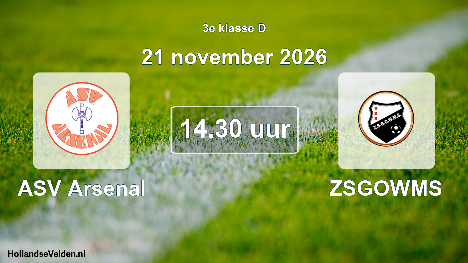 Geplande wedstrijd: ASV Arsenal - ZSGOWMS (21 november 2026)