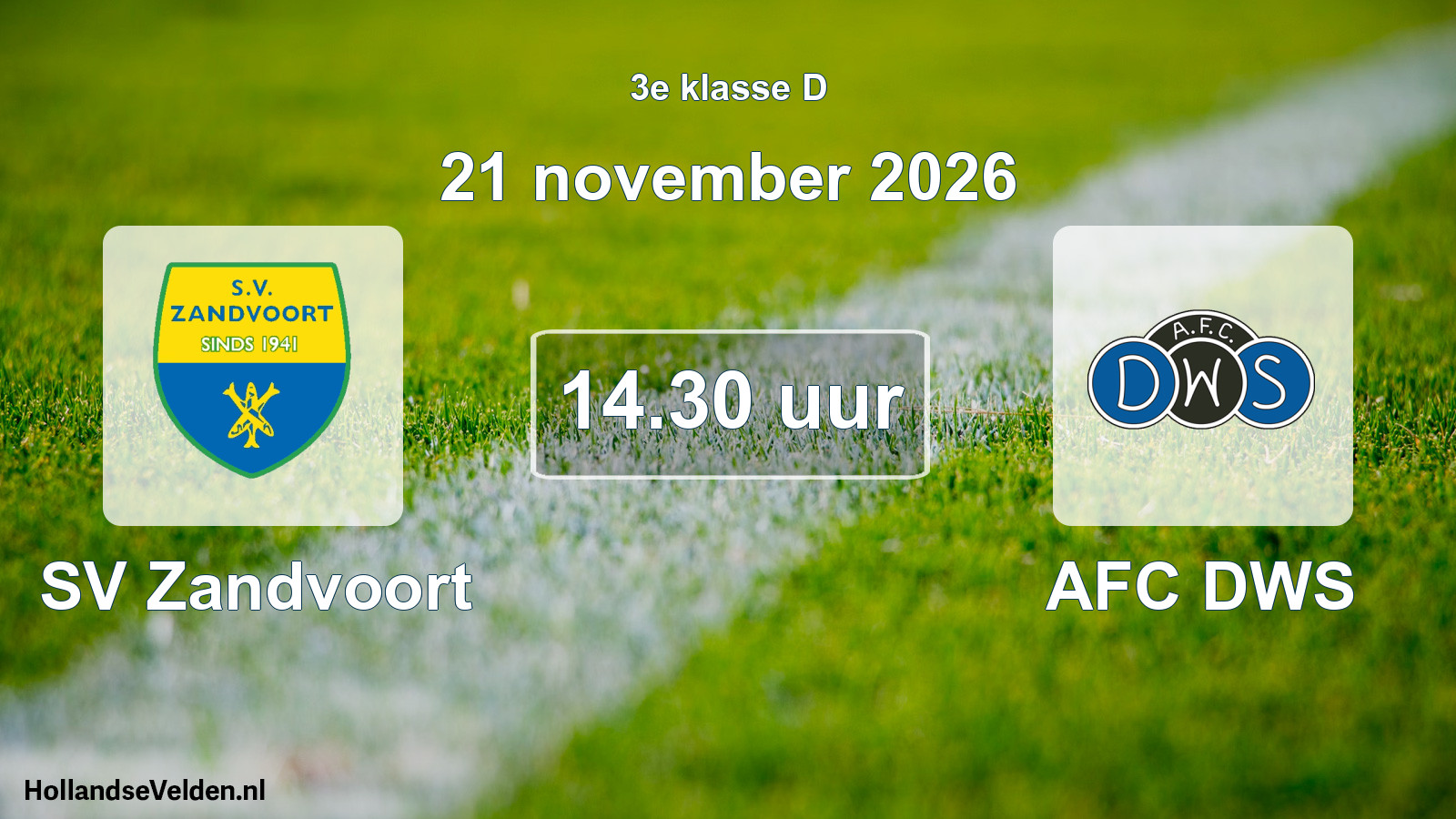 Geplande wedstrijd: SV Zandvoort - AFC DWS (21 november 2026)