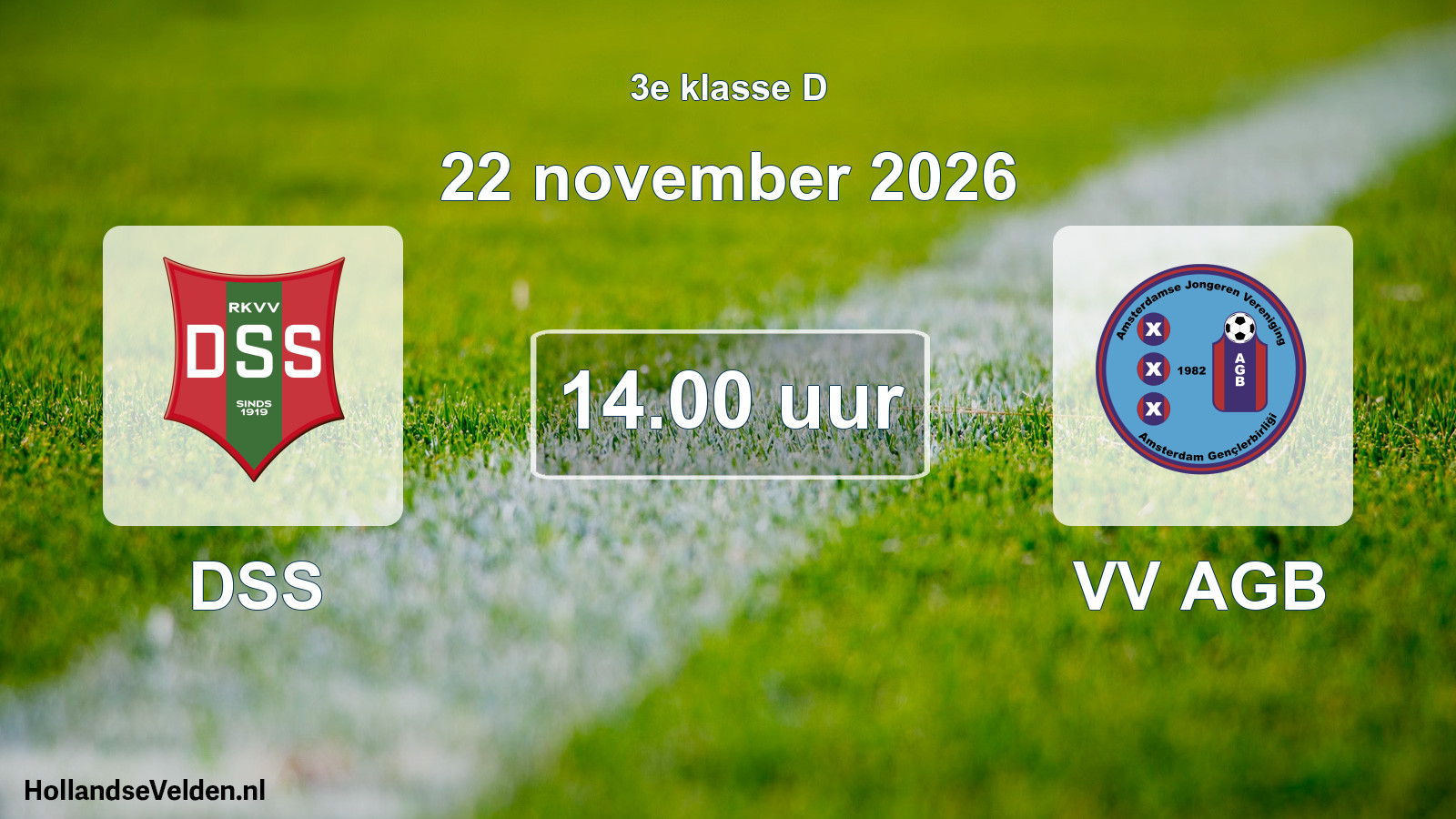 Geplande wedstrijd: DSS - VV AGB (22 november 2026)