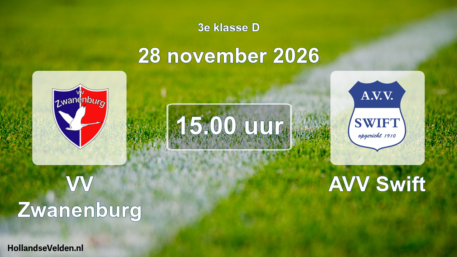 Geplande wedstrijd: VV Zwanenburg - AVV Swift (28 november 2026)