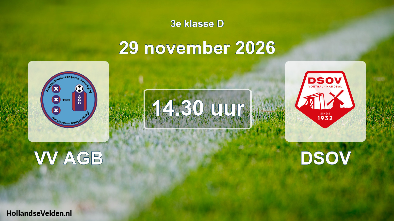 Geplande wedstrijd: VV AGB - DSOV (29 november 2026)