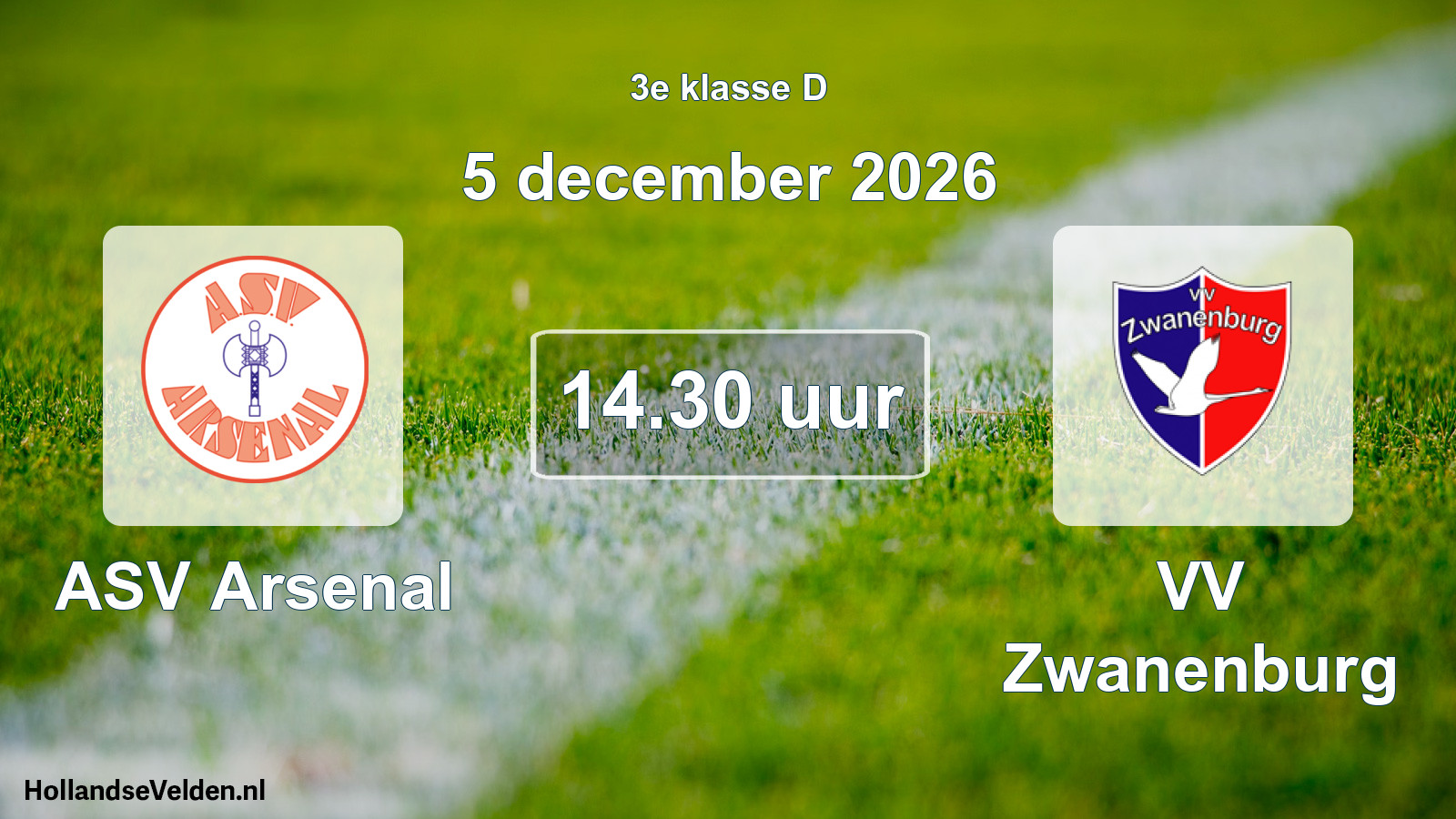 Geplande wedstrijd: ASV Arsenal - VV Zwanenburg (5 december 2026)