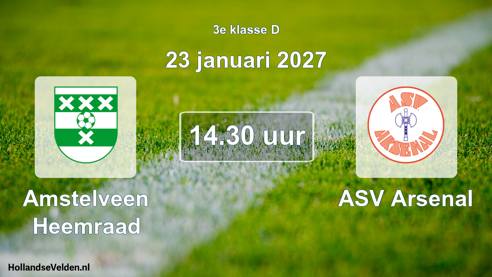 Geplande wedstrijd: Amstelveen Heemraad - ASV Arsenal (23 januari 2027)