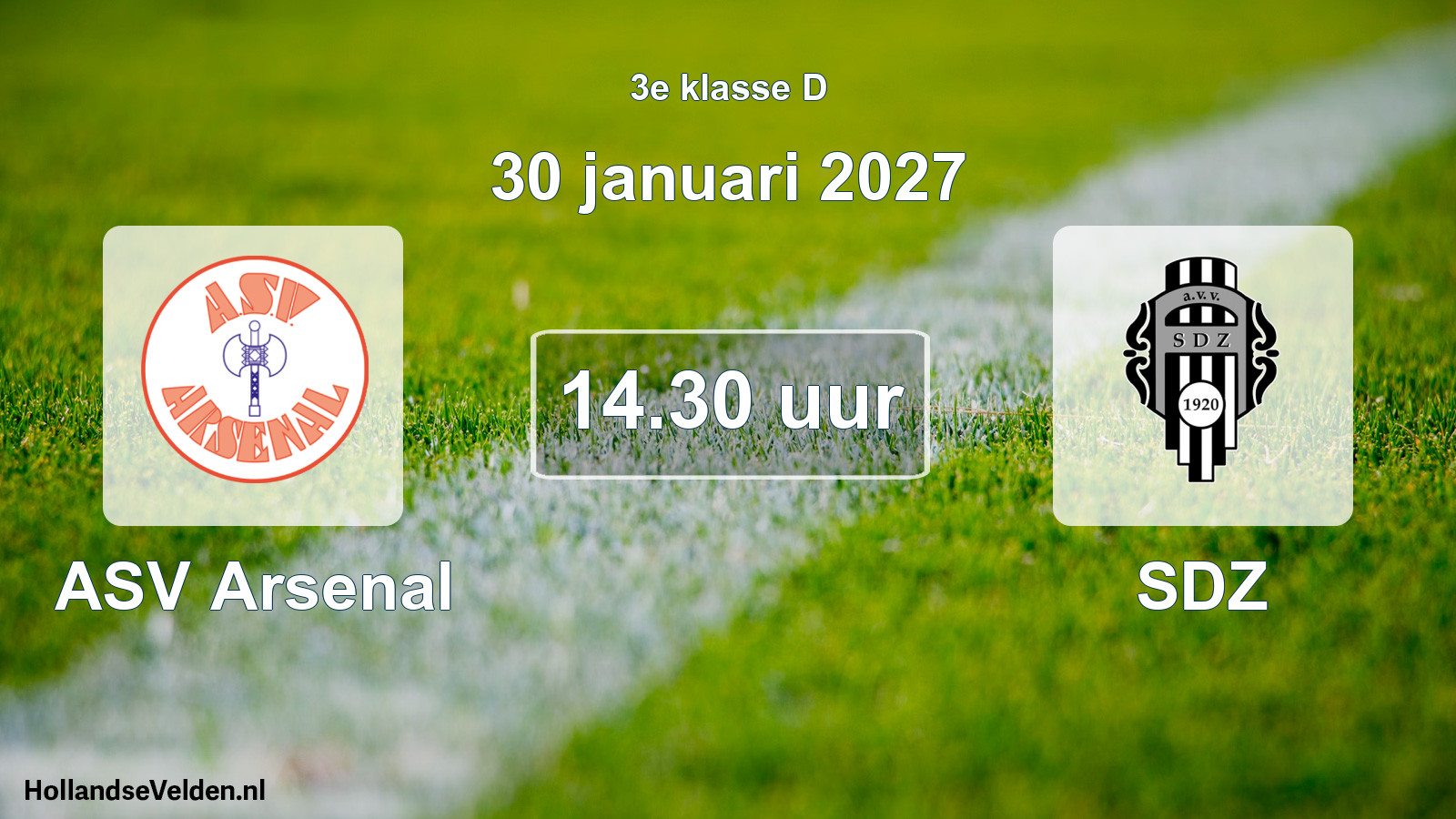 Geplande wedstrijd: ASV Arsenal - SDZ (30 januari 2027)