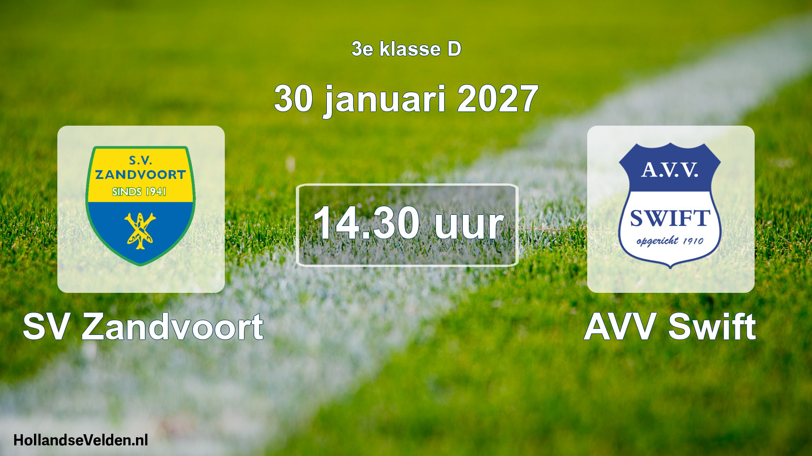 Geplande wedstrijd: SV Zandvoort - AVV Swift (30 januari 2027)