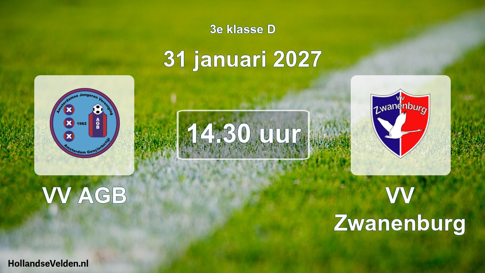 Geplande wedstrijd: VV AGB - VV Zwanenburg (31 januari 2027)