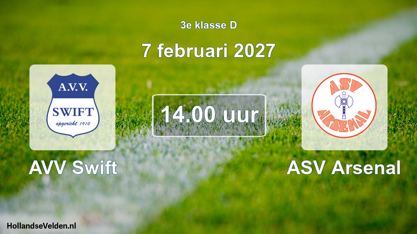 Geplande wedstrijd: AVV Swift - ASV Arsenal (7 februari 2027)