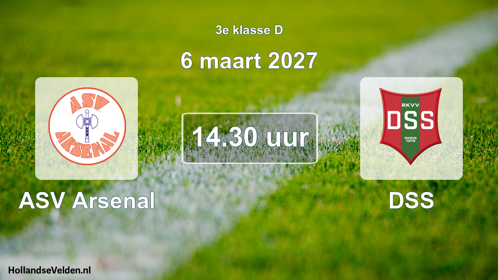 Geplande wedstrijd: ASV Arsenal - DSS (6 maart 2027)