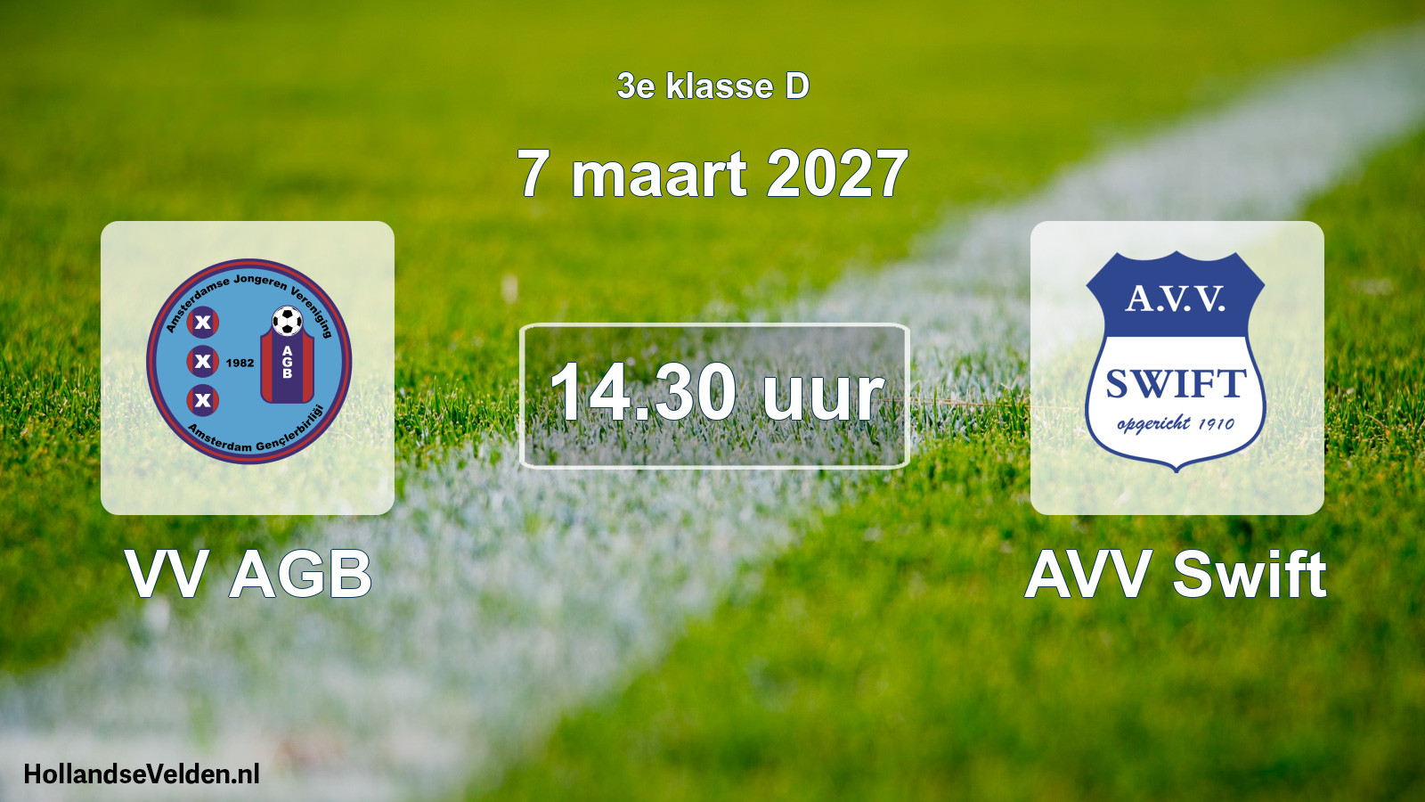 Scheduled Match: VV AGB - AVV Swift (7 March 2027)