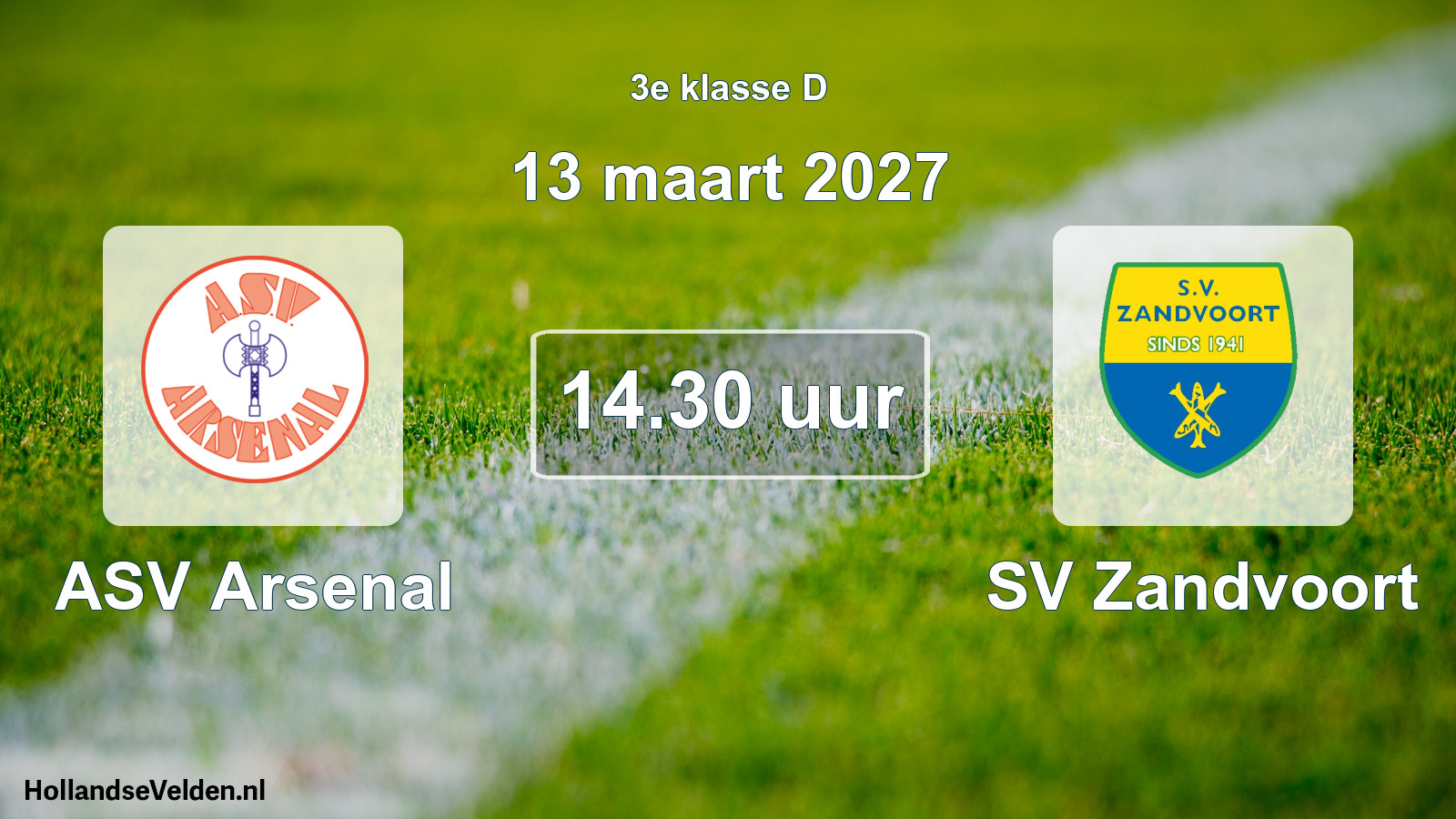 Geplande wedstrijd: ASV Arsenal - SV Zandvoort (13 maart 2027)