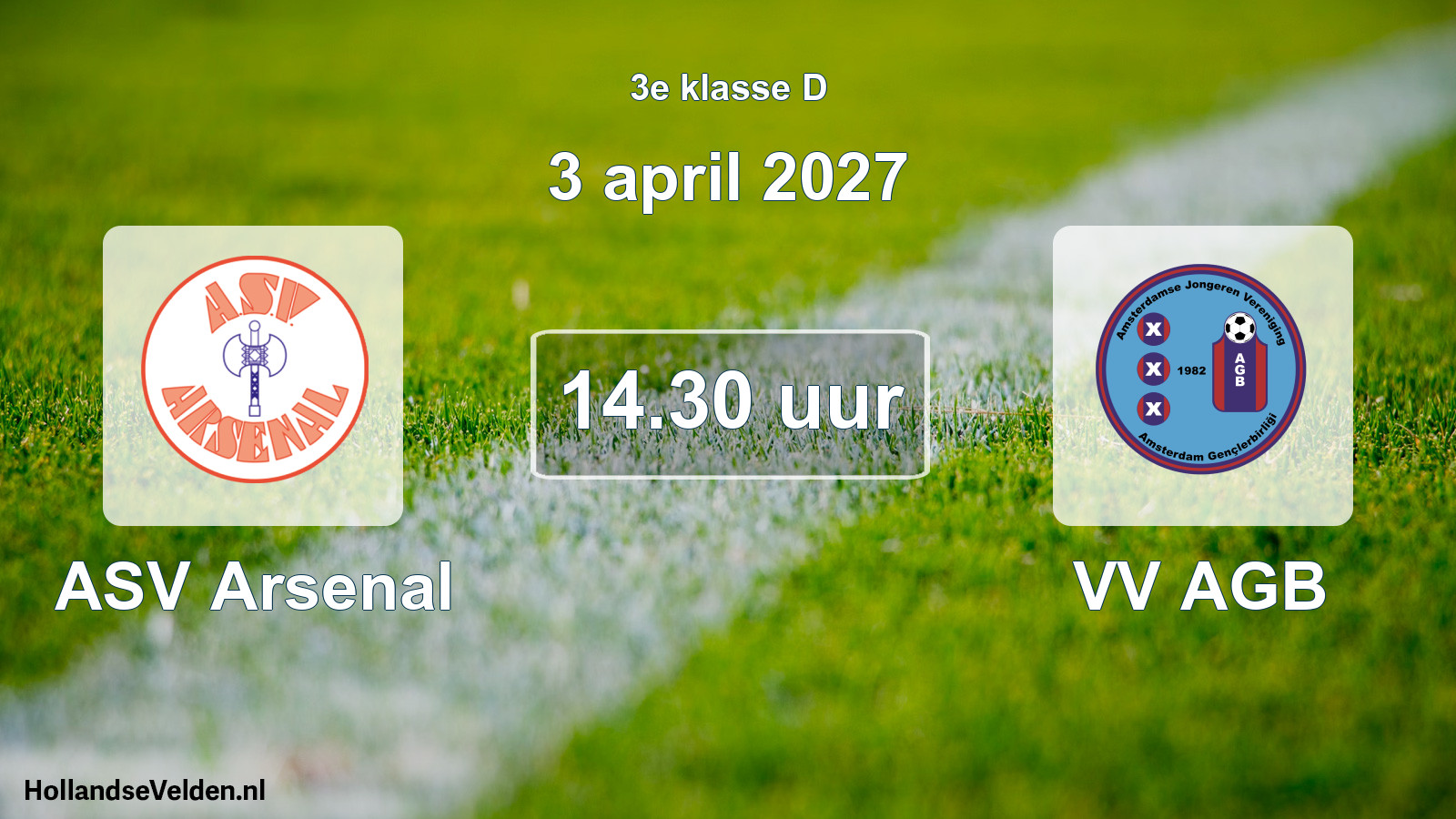 Geplande wedstrijd: ASV Arsenal - VV AGB (3 april 2027)