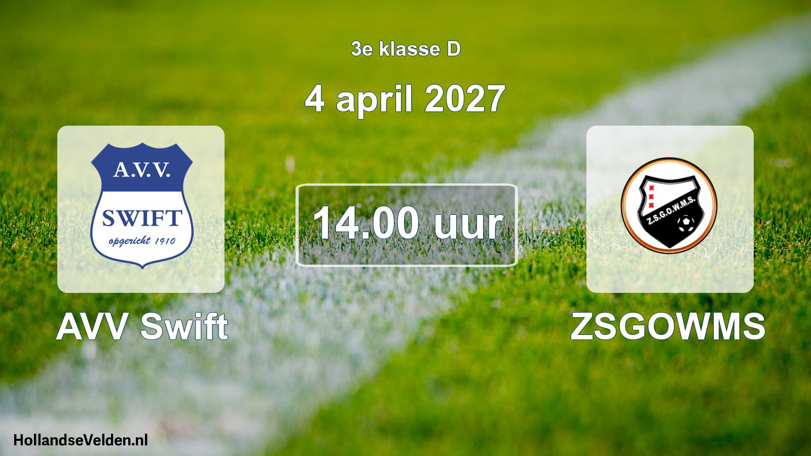 Geplande wedstrijd: AVV Swift - ZSGOWMS (4 april 2027)