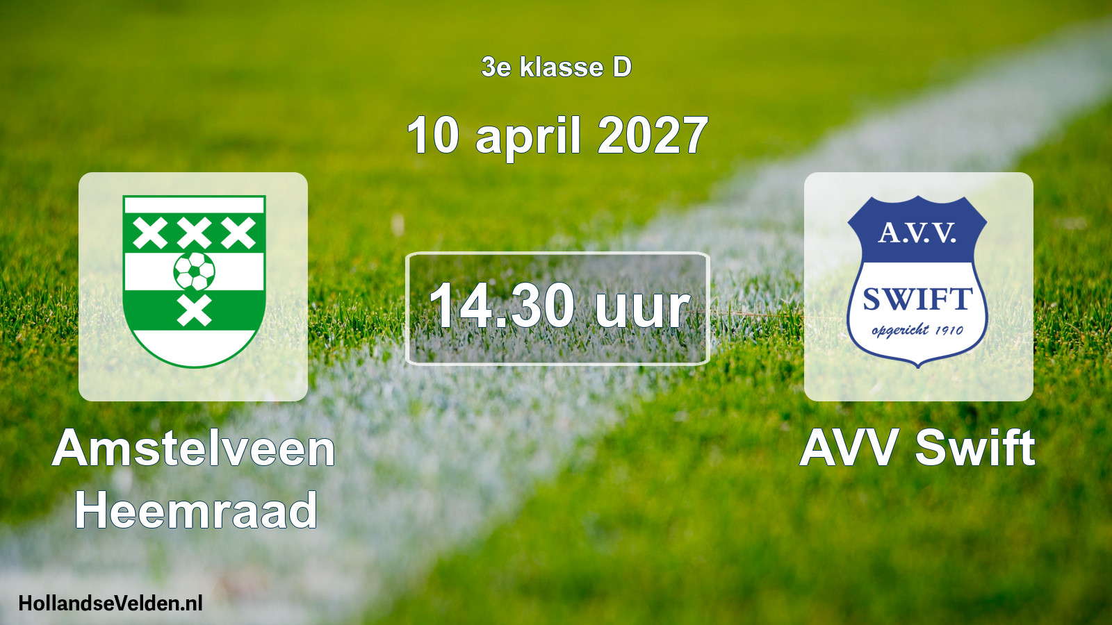 Geplande wedstrijd: Amstelveen Heemraad - AVV Swift (10 april 2027)