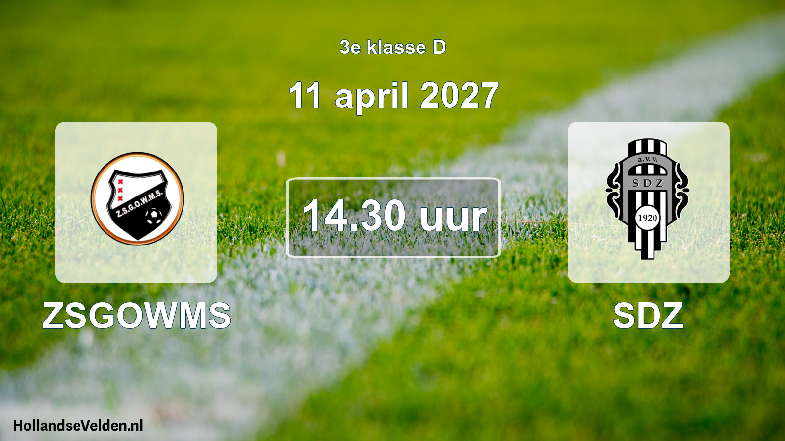 Geplande wedstrijd: ZSGOWMS - SDZ (11 april 2027)