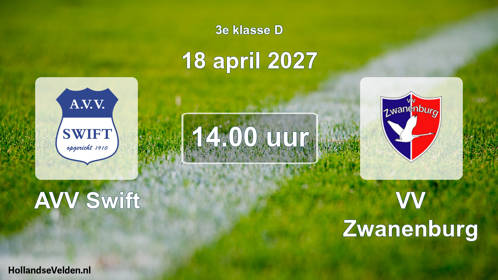 Geplande wedstrijd: AVV Swift - VV Zwanenburg (18 april 2027)