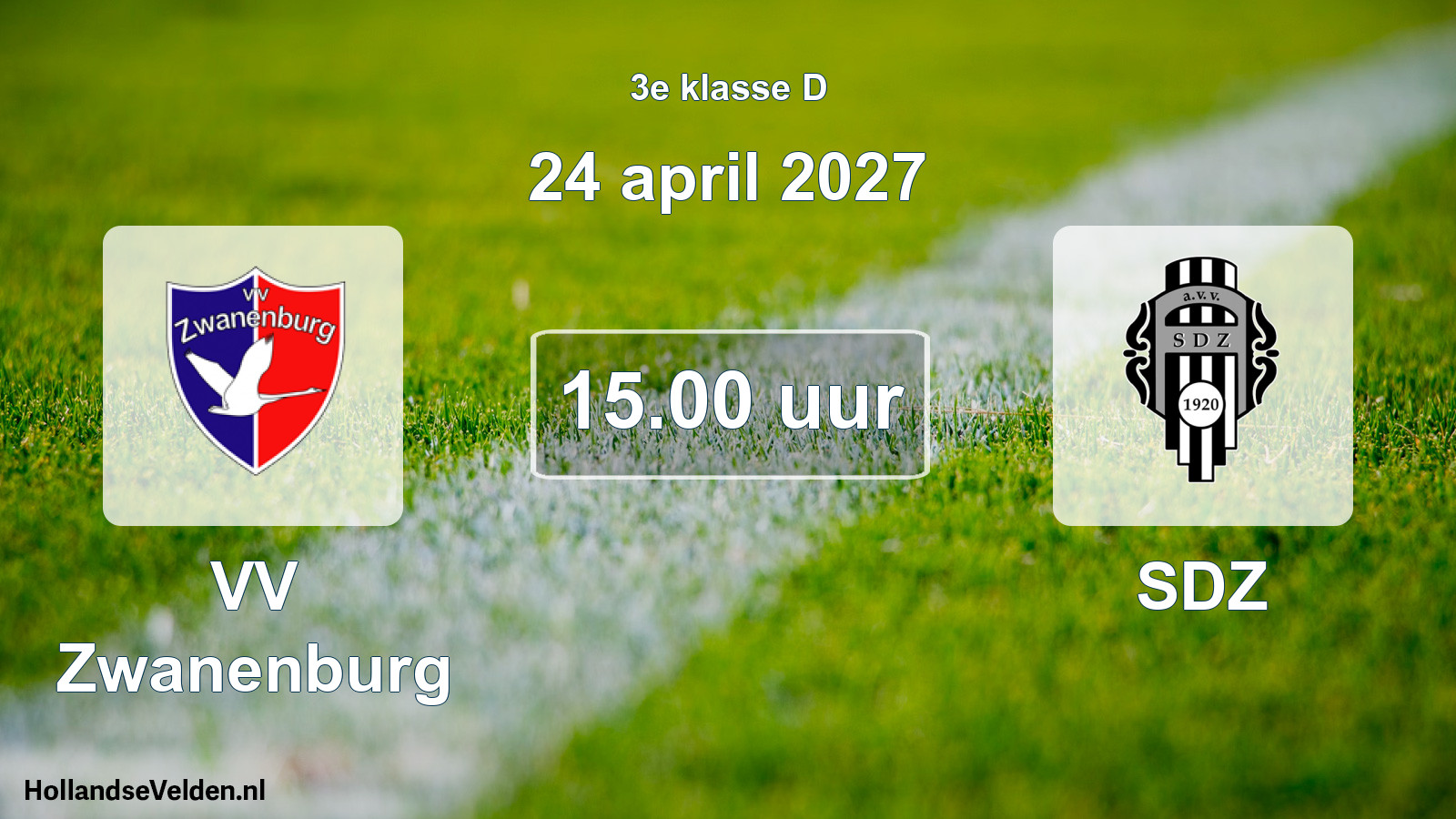 Geplande wedstrijd: VV Zwanenburg - SDZ (24 april 2027)