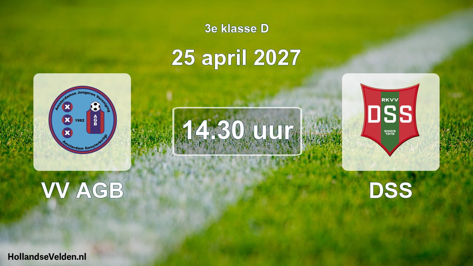 Geplande wedstrijd: VV AGB - DSS (25 april 2027)