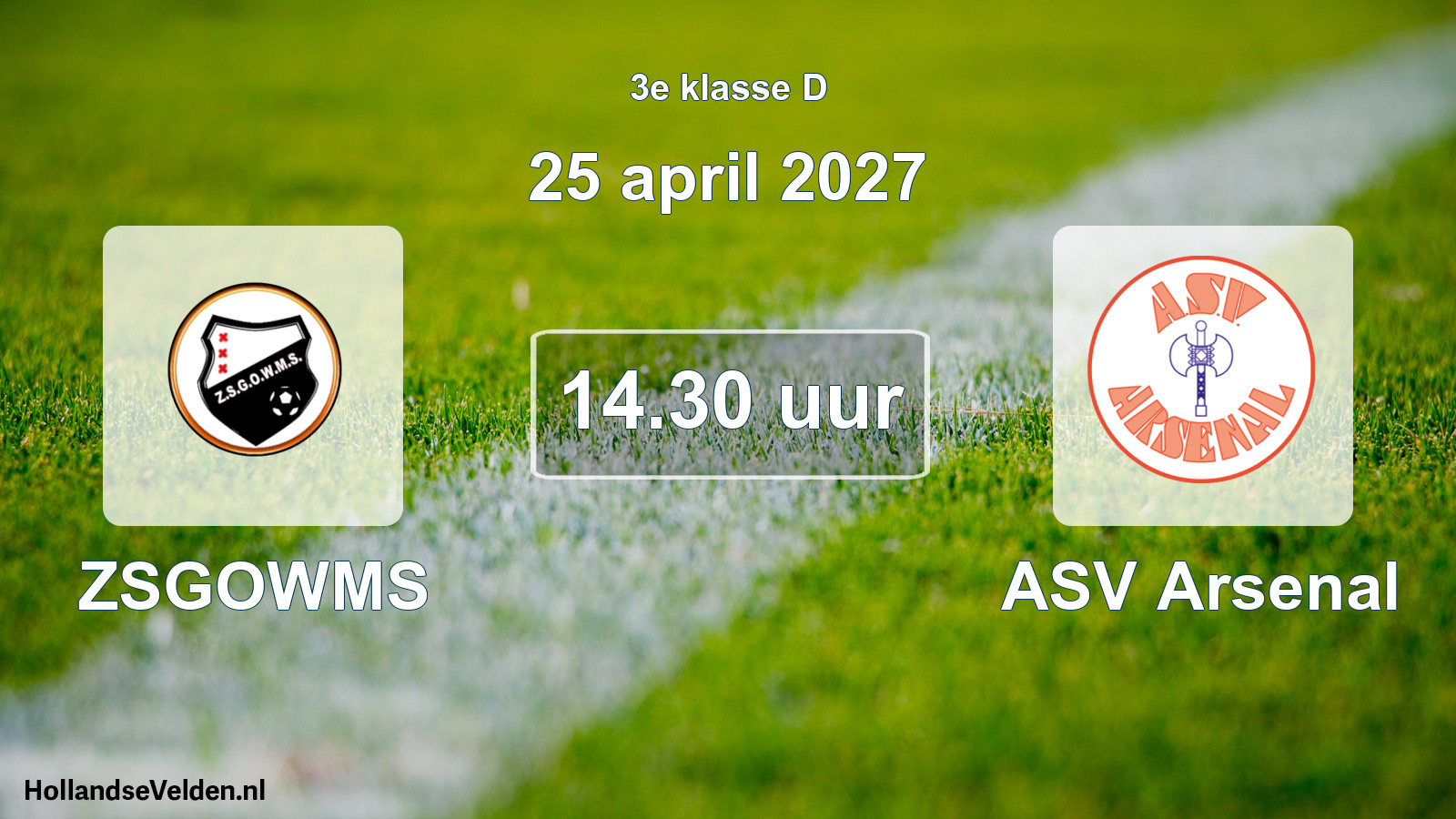 Geplande wedstrijd: ZSGOWMS - ASV Arsenal (25 april 2027)
